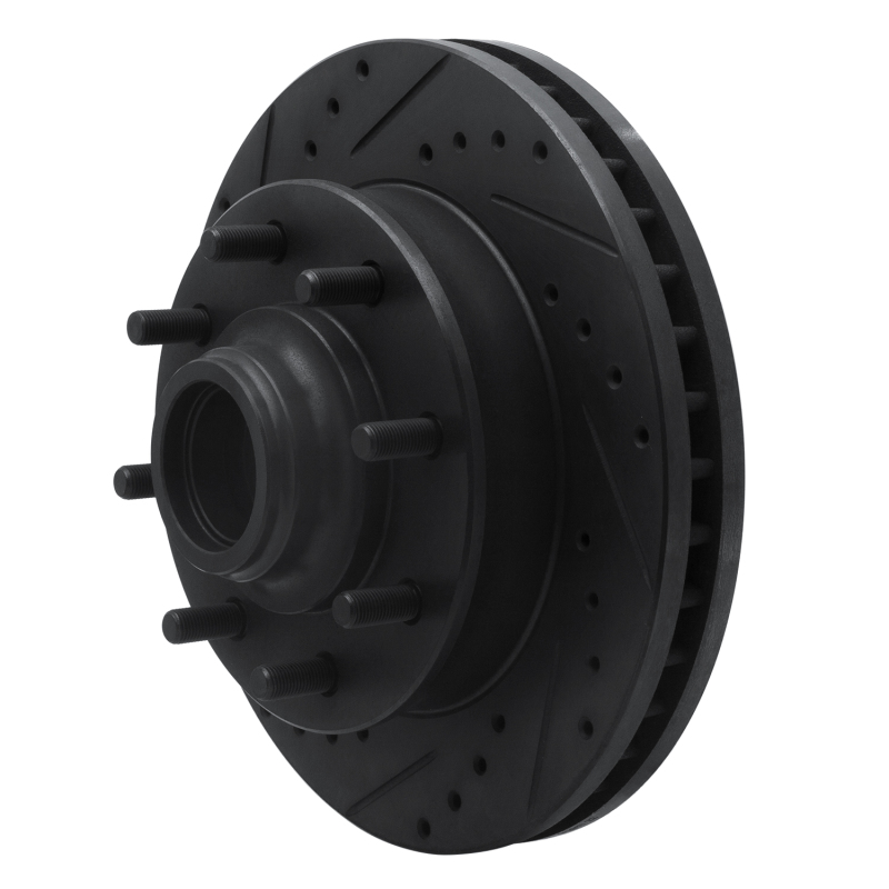 Chevrolet Express 3500 Brake Rotor (1) - Front Left - R1 Concepts - Drilled & Slotted - Black - `01-`02